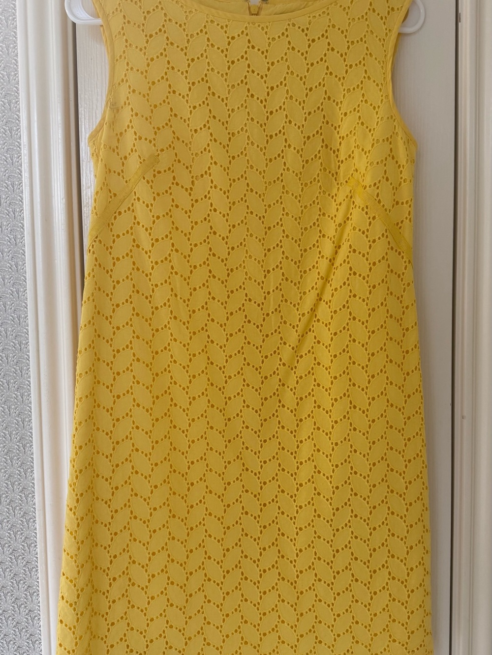 LOFT Yellow Eyelet Sleeveless Shift Dress